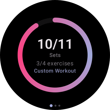 Wear OS app showing workout progress ring